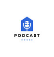 podcast mic house home logo icon vector image