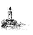 lighthouse pencil drawing etch style vector image