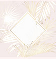 tropical palm leaves card template on pink vector image vector image