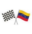 checkered and venezuela crossed flags vector image
