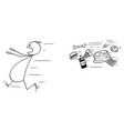 cartoon fat man running away chased vector image