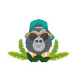 funny gorilla with sunglasses cool style vector image