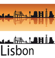 lisbon skyline in orange background vector image vector image
