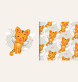 hand draw cuties cats with little vector image vector image