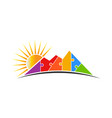 mountain puzzle with sun logo vector image