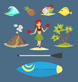hawaii icons dancer woman tiki gods totem pole vector image vector image