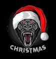 christmas gorilla wearing santa claus hat vector image vector image