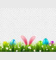easter eggs on grass with bunny rabbit ears set vector image vector image
