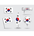set of south korean pin icon and map pointer vector image