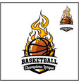 basketball ball flame badge vector image