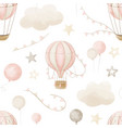 watercolor seamless baby pattern with hot air vector image