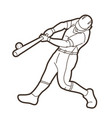 baseball player action cartoon sport graphic vector image