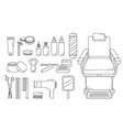 barber shop equipments set outline vector image