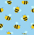 seamless pattern with cute cartoon bees vector image