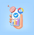 3d hand holding mobile phone vector image