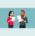 office workers holding documents cartoon vector image vector image