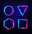 neon color cyber glitch shape set vector image vector image