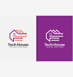 Abstract tech house logo design modern house Vector Image