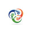 colorful social hand charity logo template symbol vector image