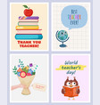 set of greeting cards for teacher day vector image