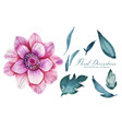 watercolor flower decoration with leaves elements vector image vector image