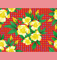 yellow rose flowers green leaves seamless red vector image vector image