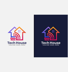 Abstract tech house logo design modern house Vector Image