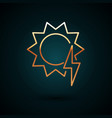 gold line solar energy panel icon isolated on dark vector image