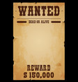 western wanted dead or alive vintage poster vector image