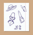 beach look sketch icons vector image vector image