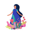 flat spring girl vector image vector image