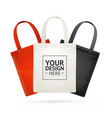realistic detailed 3d tote bag color set vector image vector image