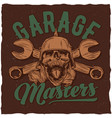garage masters t-shirt label design vector image