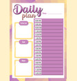 pink lesson daily plan hourly schedule vector image