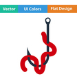 flat design icon of worm on hook vector image