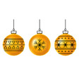golden christmas balls happy new year vector image