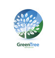 green tree stylized symbol logo or emblem vector image vector image
