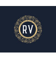initial rv antique retro luxury victorian vector image