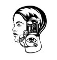 hand drawn of young girl with door in her head vector image