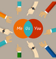you and me are us concept of team work vector image vector image