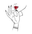 woman holding fingers in smoking gesture vector image