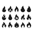 fire icons burning flame silhouette logos simple vector image vector image