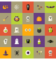 halloween square flat icons set vector image