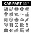 vehicle and car parts outline icons pixel perfect vector image