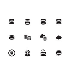 Database icons on white background Royalty Free Vector Image