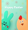 happy easter easter bunny and chick vector image