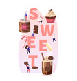 people eating sweet food concept tiny male vector image vector image
