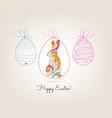 ornamental doodle easter egg and bunny vector image vector image