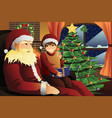 santa claus talking with a kid on his lap vector image