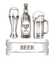 beer bottle and mugs icons set vector image vector image